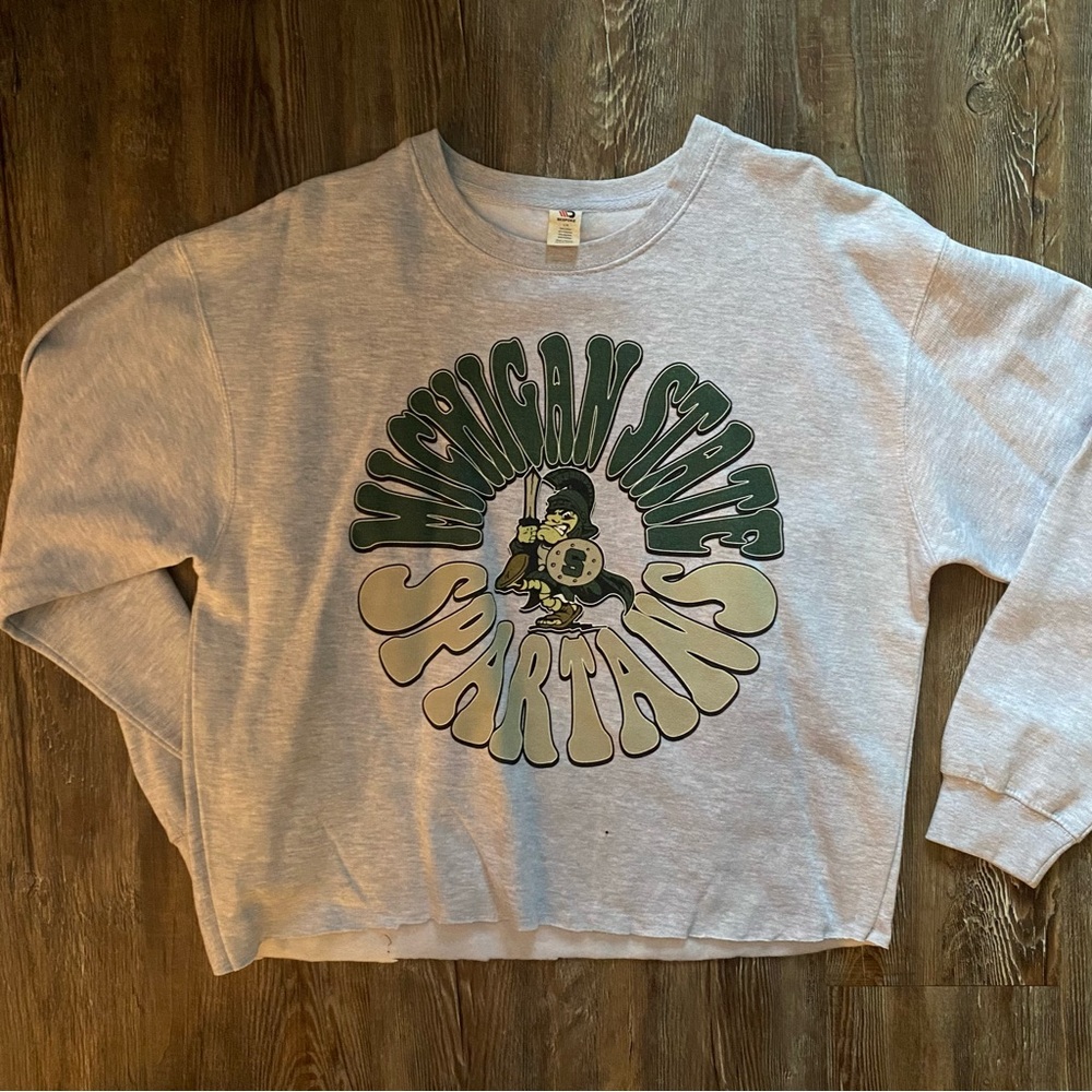 Michigan State Spartans Gray Cropped Sweatshirt MSU